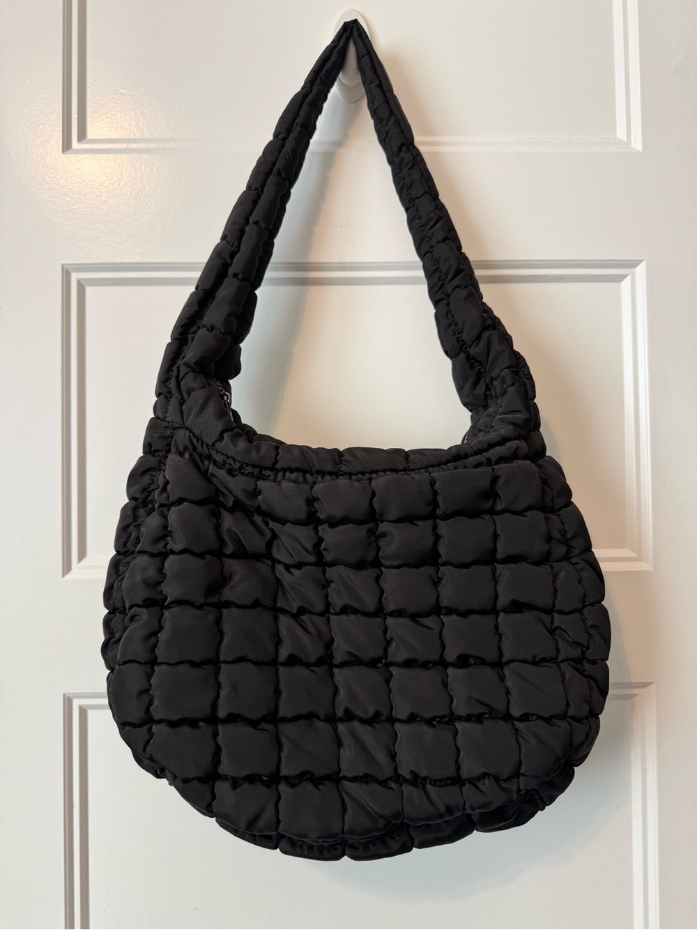 Urban Expressions Black Quilted Puffer Shoulder Bag Hobo Purse